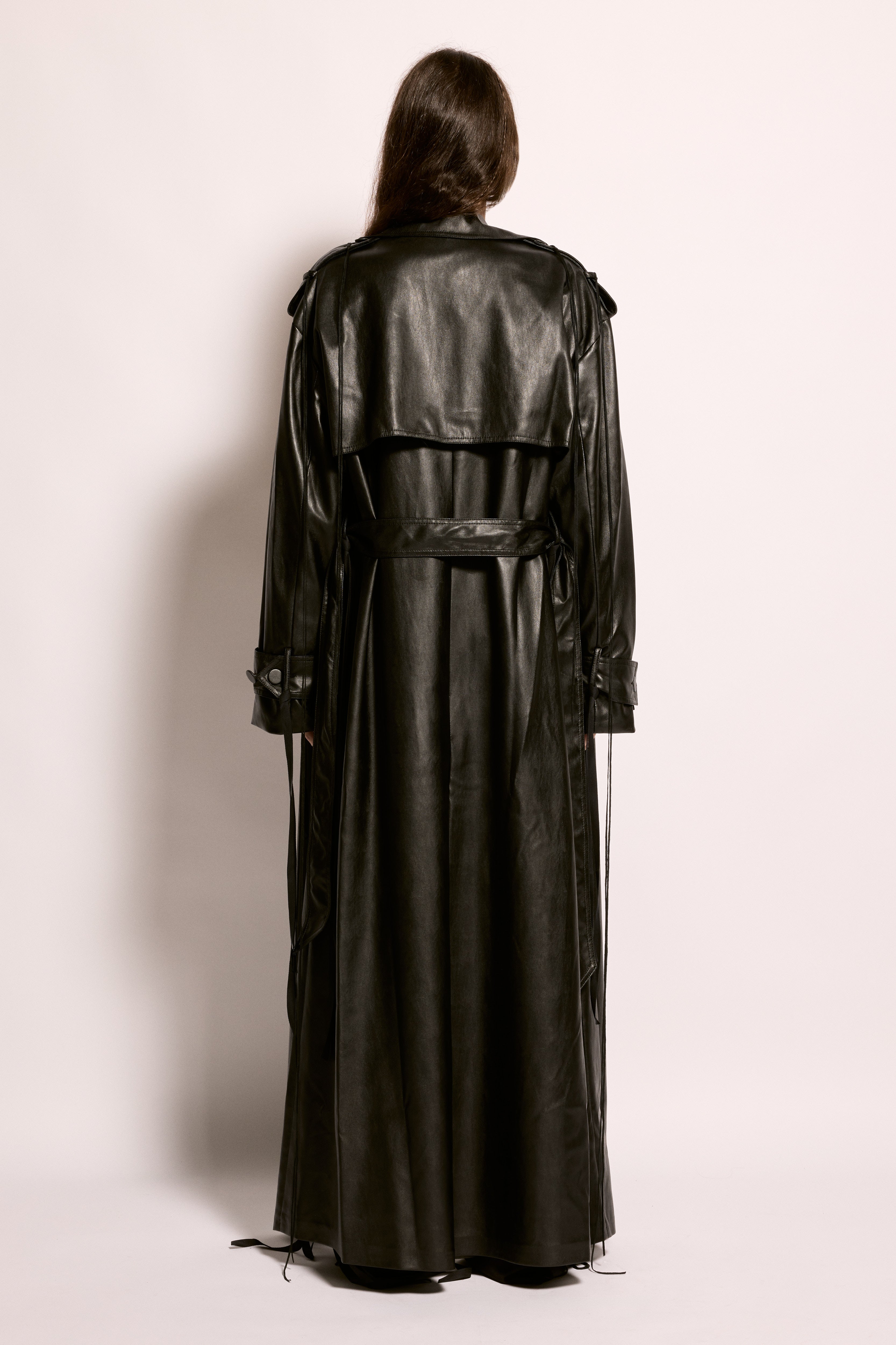 Noir Double-Breasted Trench Coat