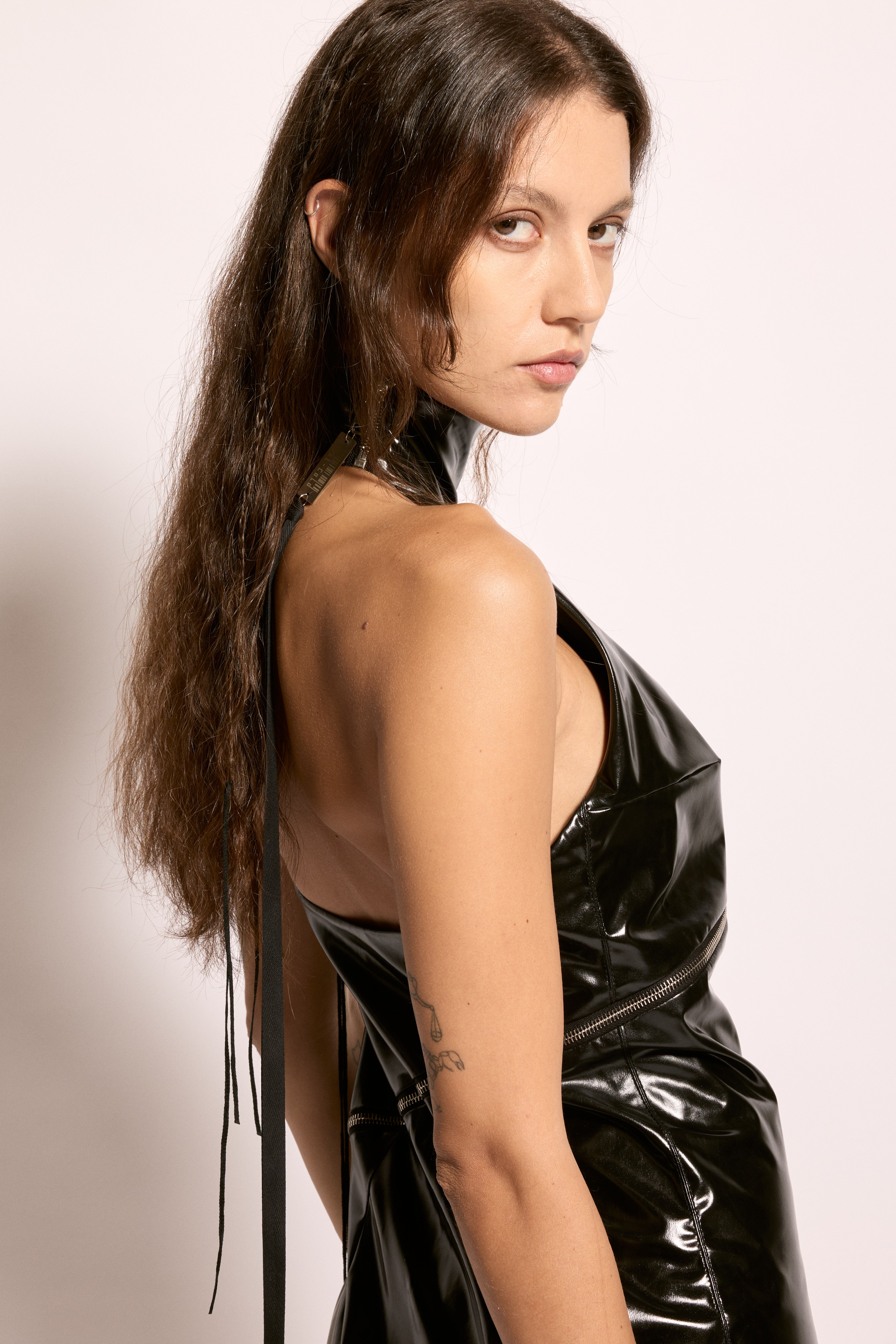 Rut Highneck Open Back Mini Dress